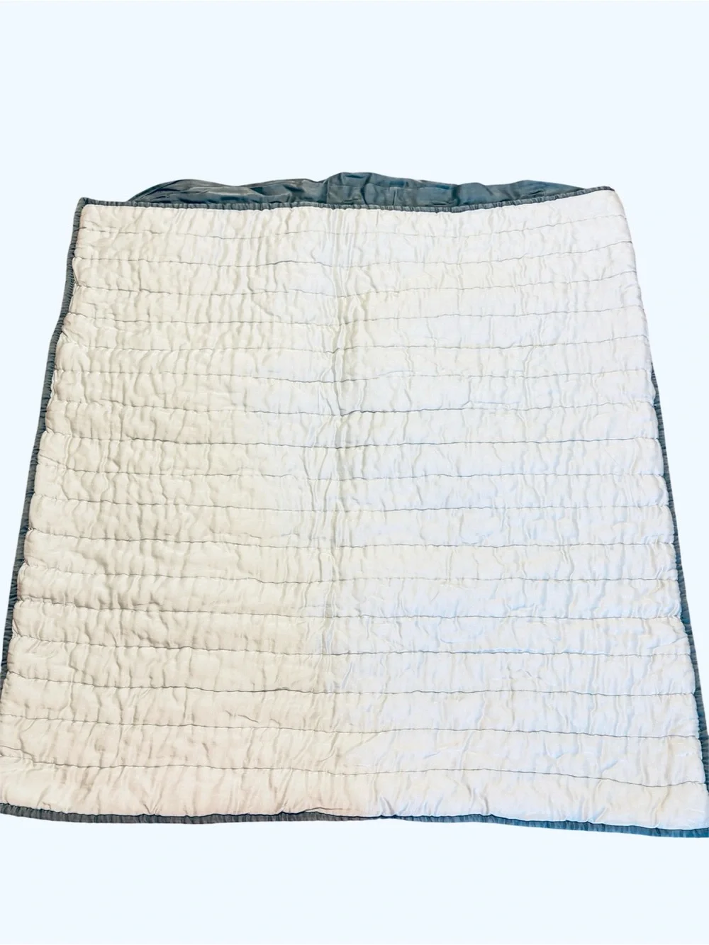 Pottery Barn Silk Channel Two-Toned Cotton Quilted Euro Sham Gray Ivory 26x26